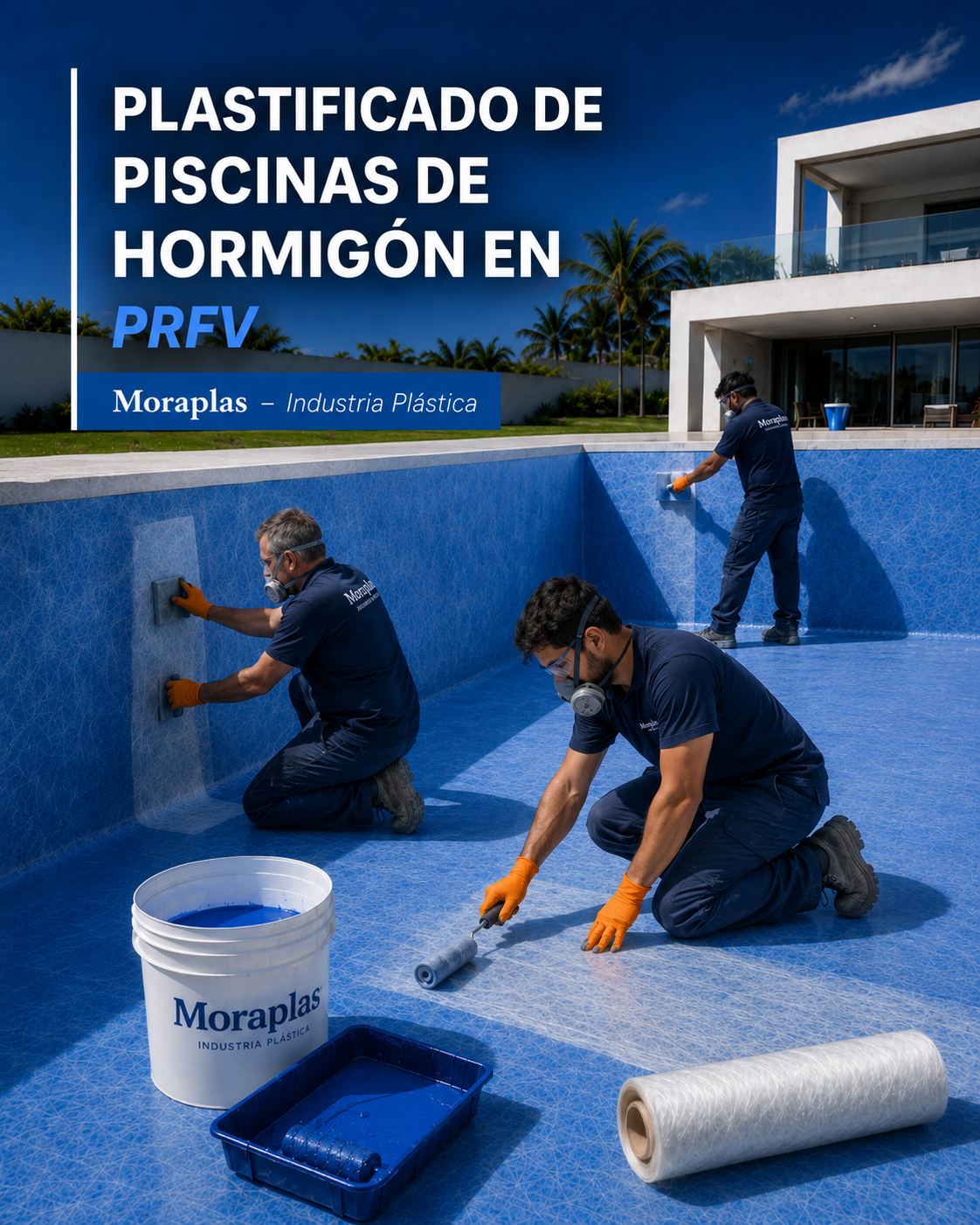 Impermeabilización de piscina de hormigón con PRFV realizada por Moraplas
